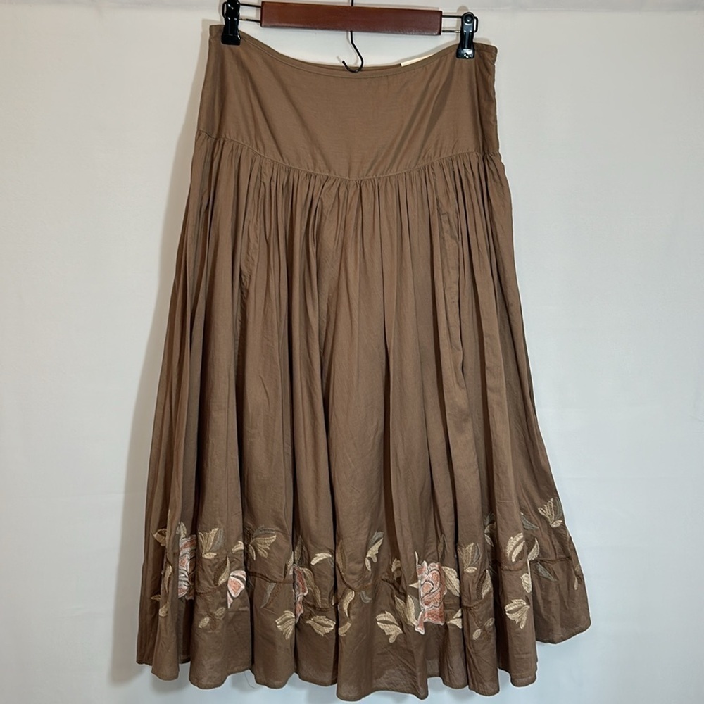 a.n.a A New Approach Skirt Womens Size 8 Embroidered 100% Cotton Tiered Lined - Picture 8 of 16